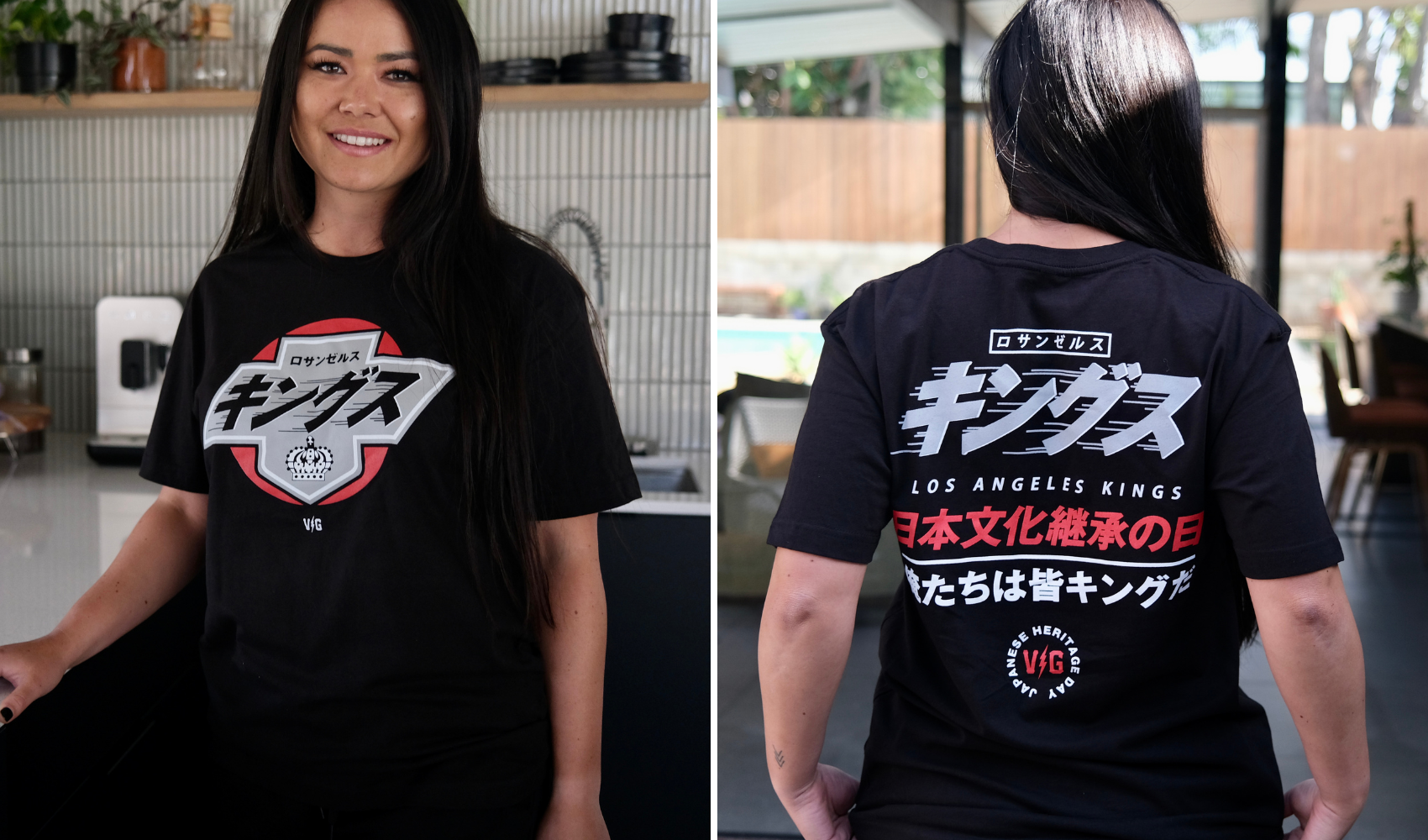 Lifetipsforbetterliving and the NHL Los Angeles Kings teamed up to create some special pieces for Japanese Heritage Night. The classic Kings 90’s heritage logo translated to Japanese sits on top of the red dot of the Rising Sun Flag. VG collaborated with Japanese language design experts at RuckingFotten to ensure a grammatically correct, beautiful piece of art.